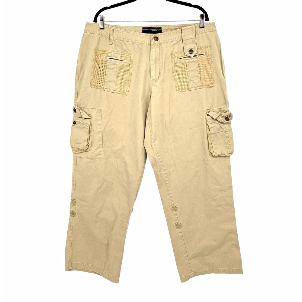 Venezia Women's 20 Khaki Cargo Pants Convertible Capri Utility Y2K Gorpcore